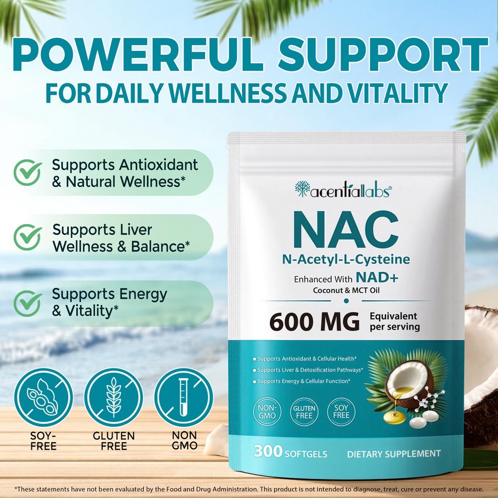 Mct Oil Coconut - Cápsulas de NAC (N-Acetil-L-Cisteína) com NAD+