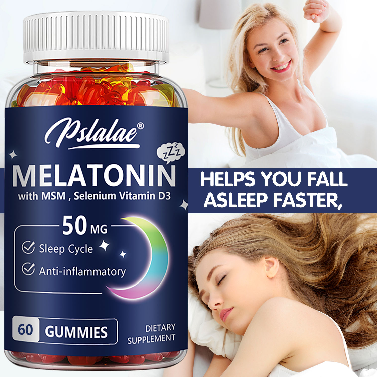 Melatonin Sleep Gummy - Melatonina Gummies 50mg - Ansiedade Alívio