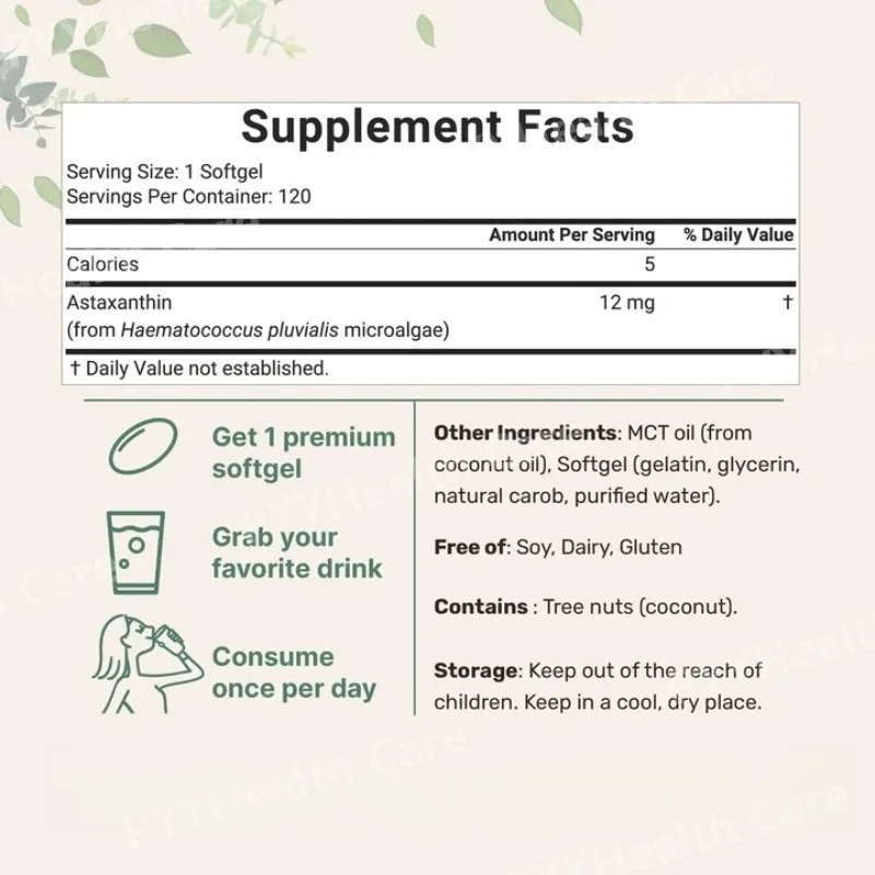 Cápsulas de Astaxantina 12mg c - Mct Oil Coconut avaliação e preço